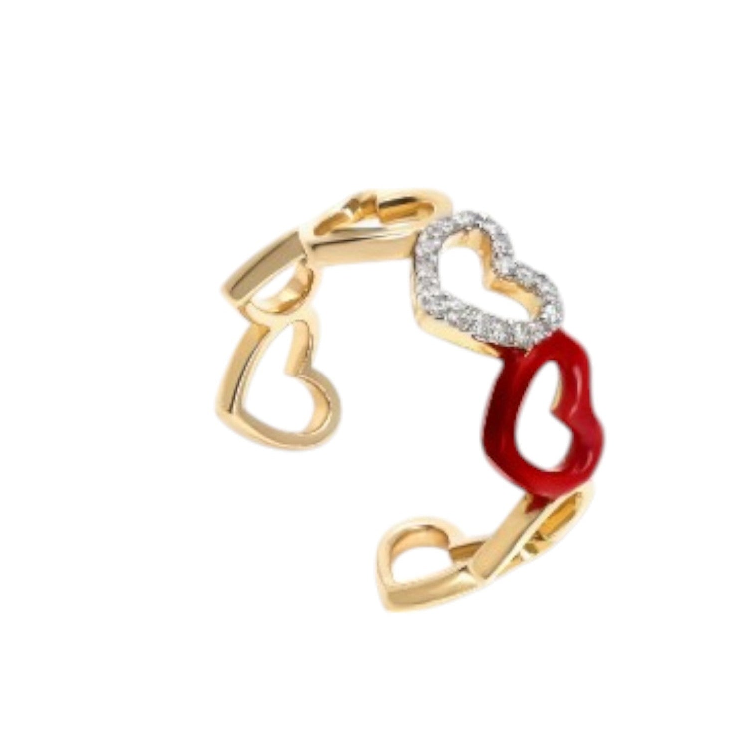 Adjustable Heart Shaped Sterling Silver Gold Plated Light Weight Ring For Women By Kesardeep